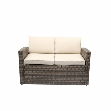BRUJULA Outdoor Two Seater Rattan Pool Patio Garden Sofa with Cushions - Mixed Grey Dark Grey & Light Grey BR2203794